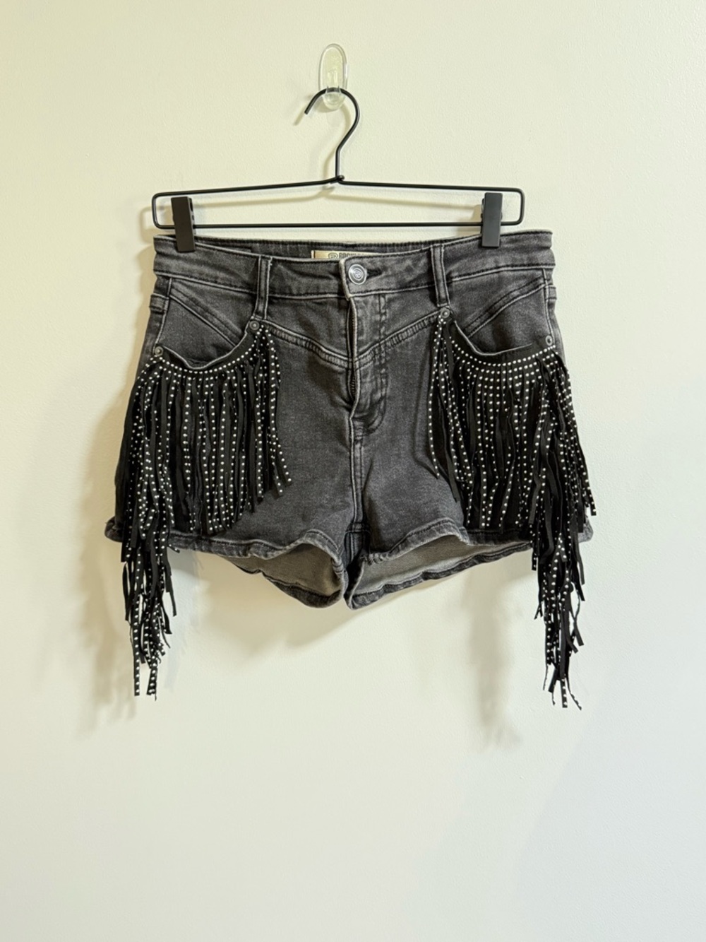 Dark Gray Fringe  Shorts